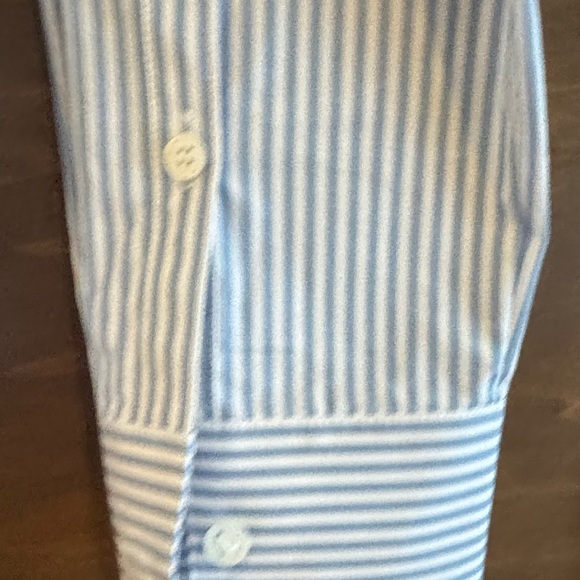 Lafayette 148 New York Blue and White Striped Shirt - Picture 8 of 16